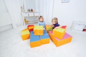 Montessori skládání čtverců - molitanová stavebnice