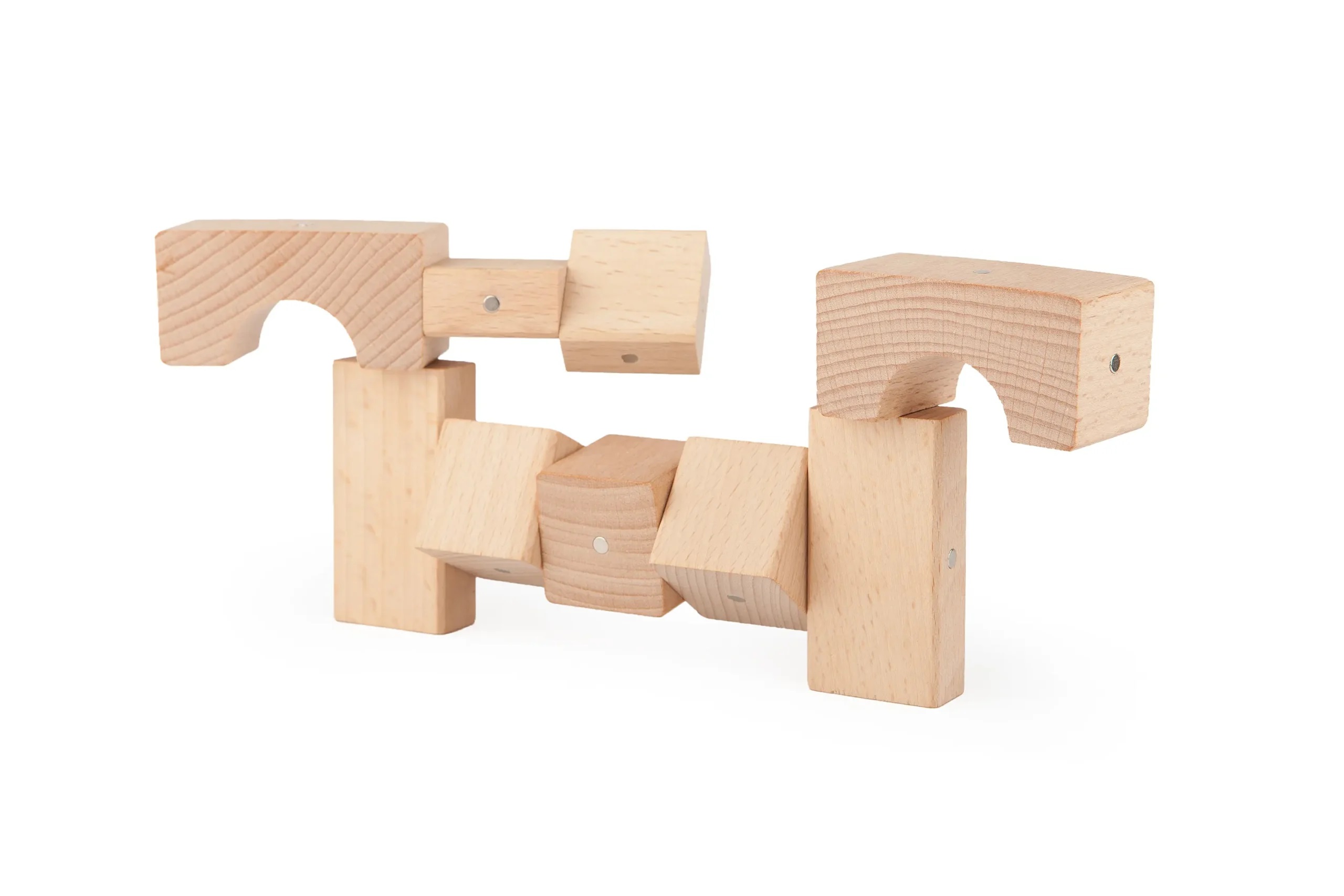 Magnetická dřevěná stavebnice - KOOGLO MEGA - přírodní - 100 ks - Obrázek 8