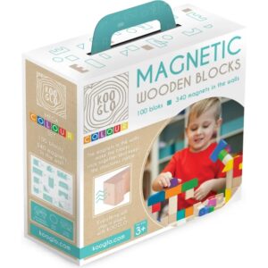 Magnetická dřevěná stavebnice - KOOGLO MEGA - barevné - 100 ks