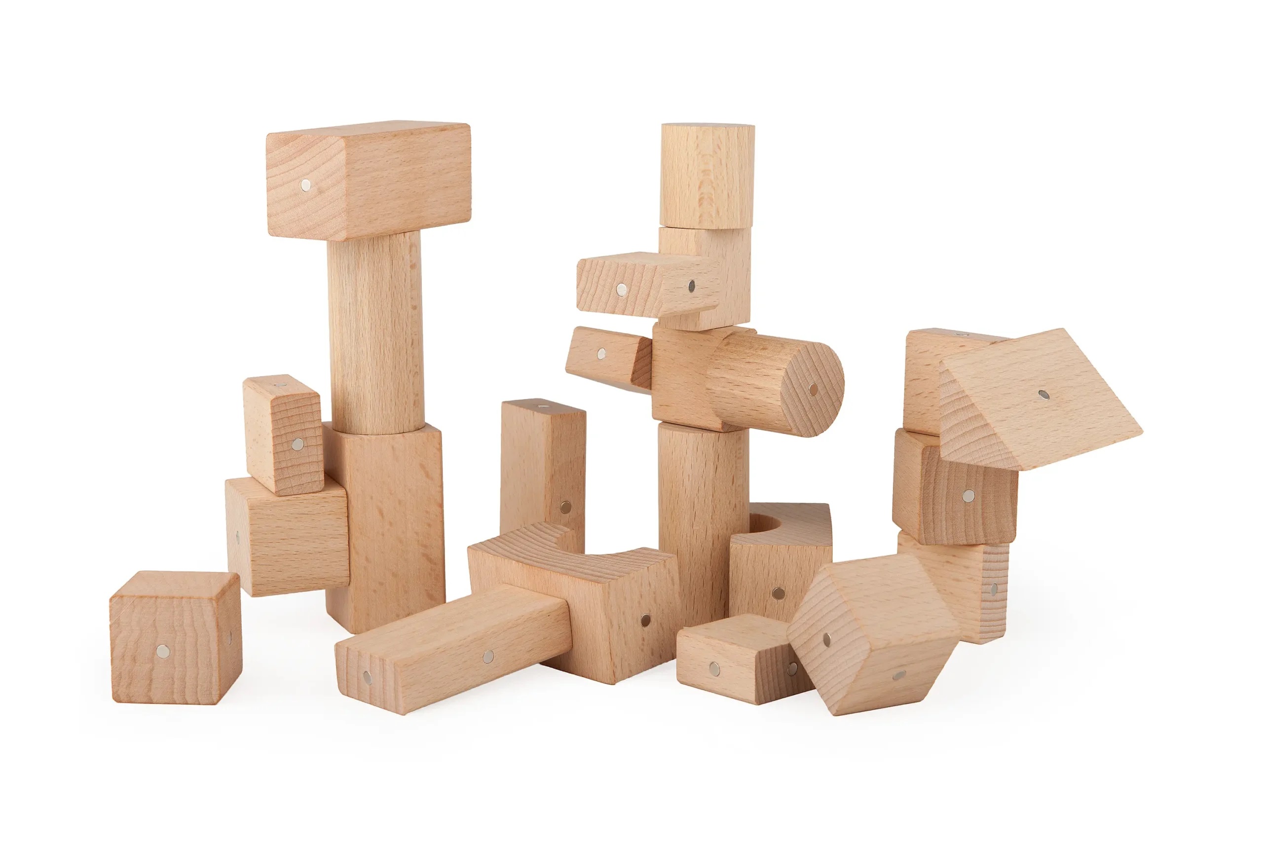 Magnetická dřevěná stavebnice - KOOGLO GIGA - přírodní - 300 ks - Obrázek 4