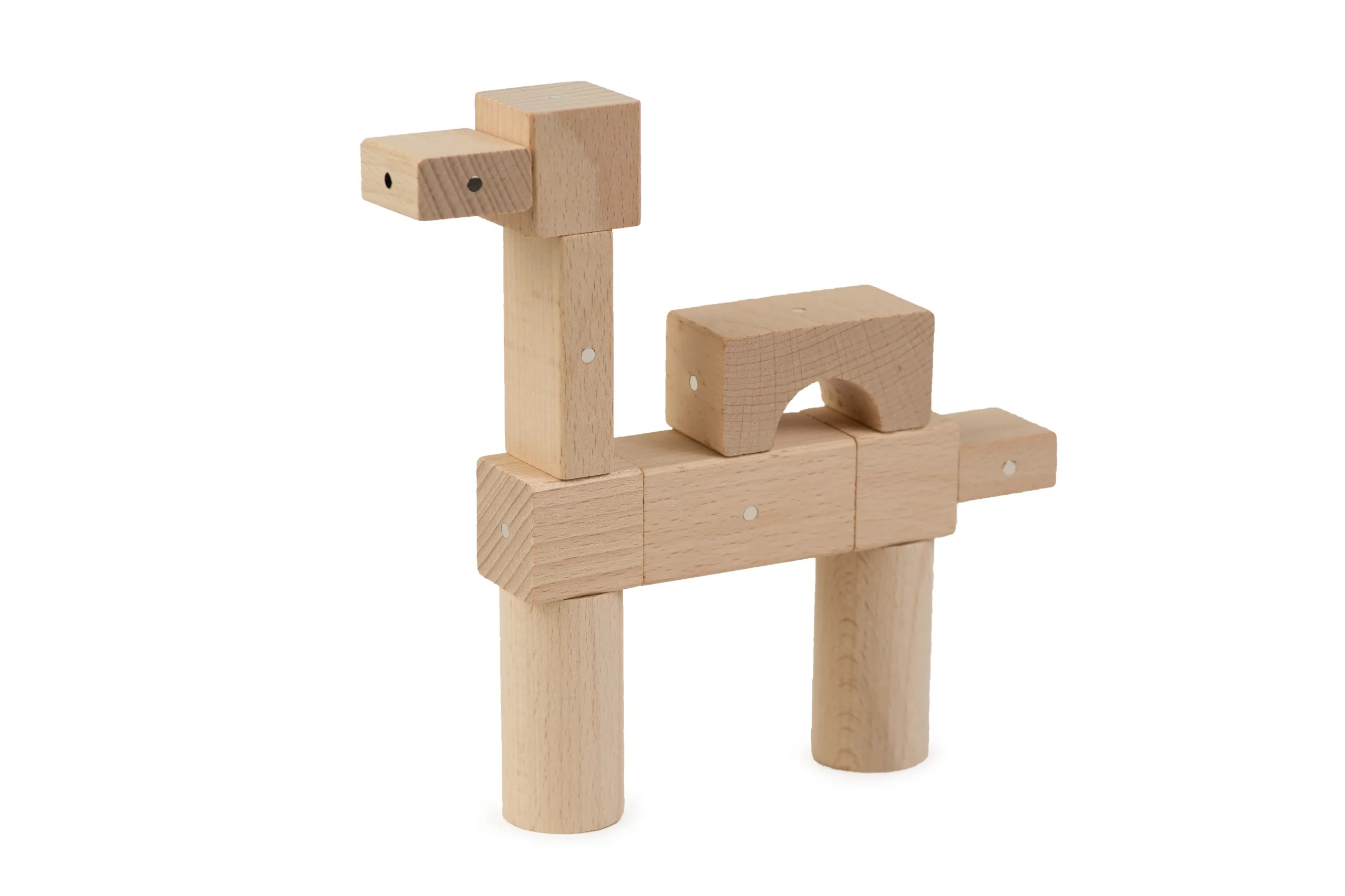 Magnetická dřevěná stavebnice - KOOGLO MINI - přírodní - 30 ks - Obrázek 5