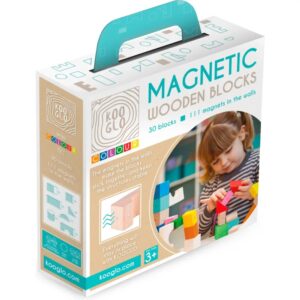 Magnetická dřevěná stavebnice - KOOGLO MINI - barevné - 30 ks