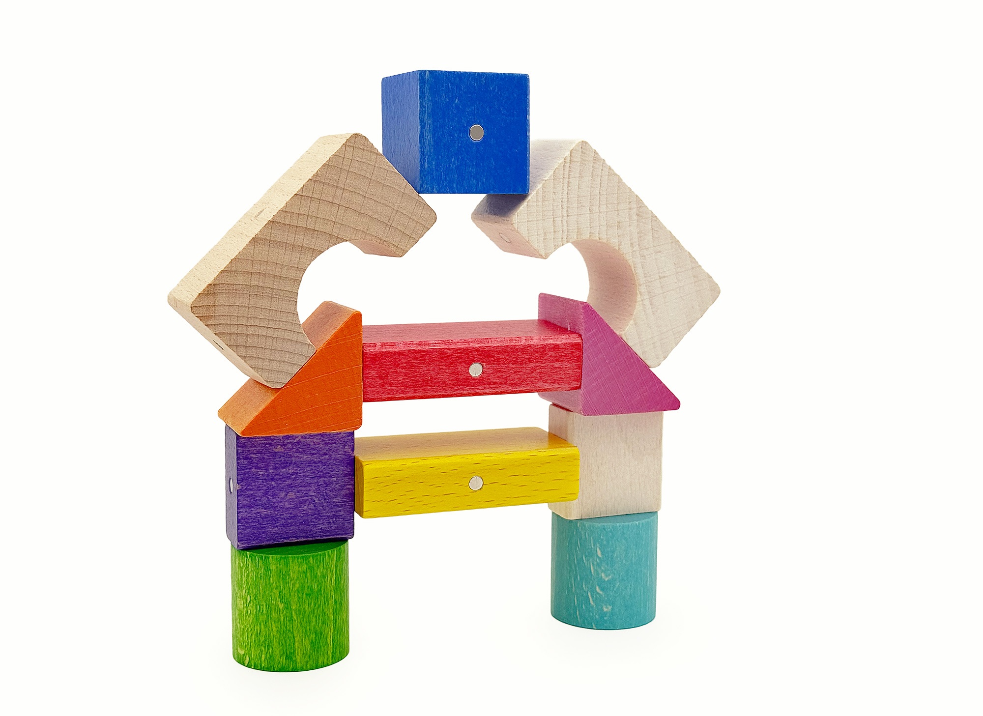 Magnetická dřevěná stavebnice - KOOGLO MINI - barevné - 30 ks - Obrázek 3