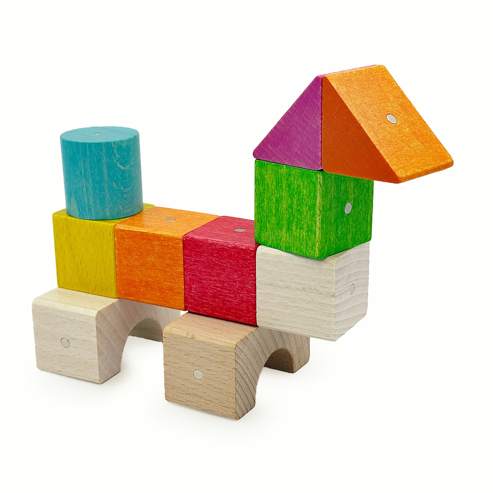 Magnetická dřevěná stavebnice - KOOGLO MINI - barevné - 30 ks - Obrázek 5