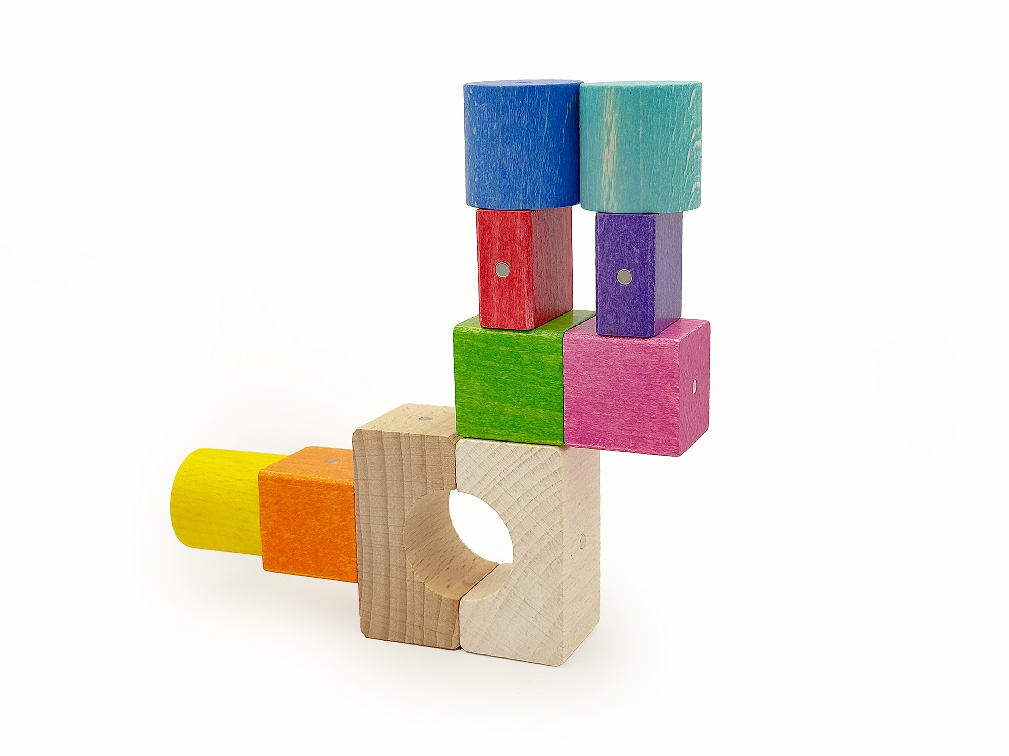 Magnetická dřevěná stavebnice - KOOGLO MINI - barevné - 30 ks - Obrázek 7