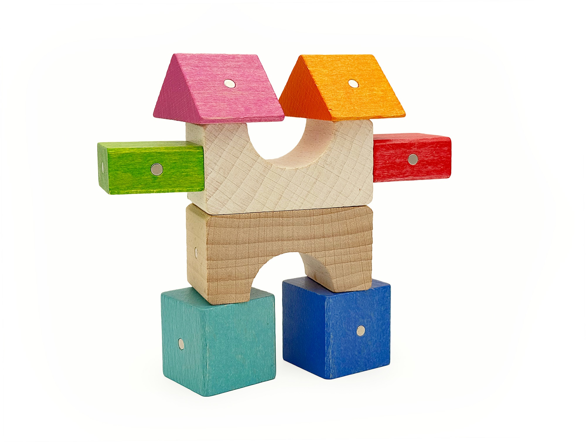 Magnetická dřevěná stavebnice - KOOGLO MINI - barevné - 30 ks - Obrázek 8