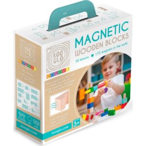 Magnetická dřevěná stavebnice - KOOGLO BASIC - barevné - 50 ks