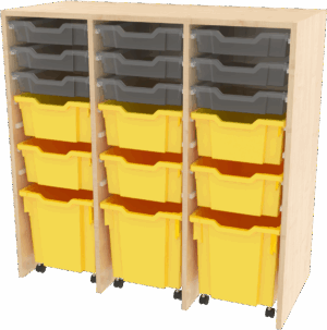 Kastlíková skříňka na boxy s kolečky, 1020x450x1000mm