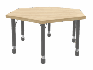 Stůl šestiúhelník  průměr 120 / v. 59 - 71 cm, deska 0,J,G,B