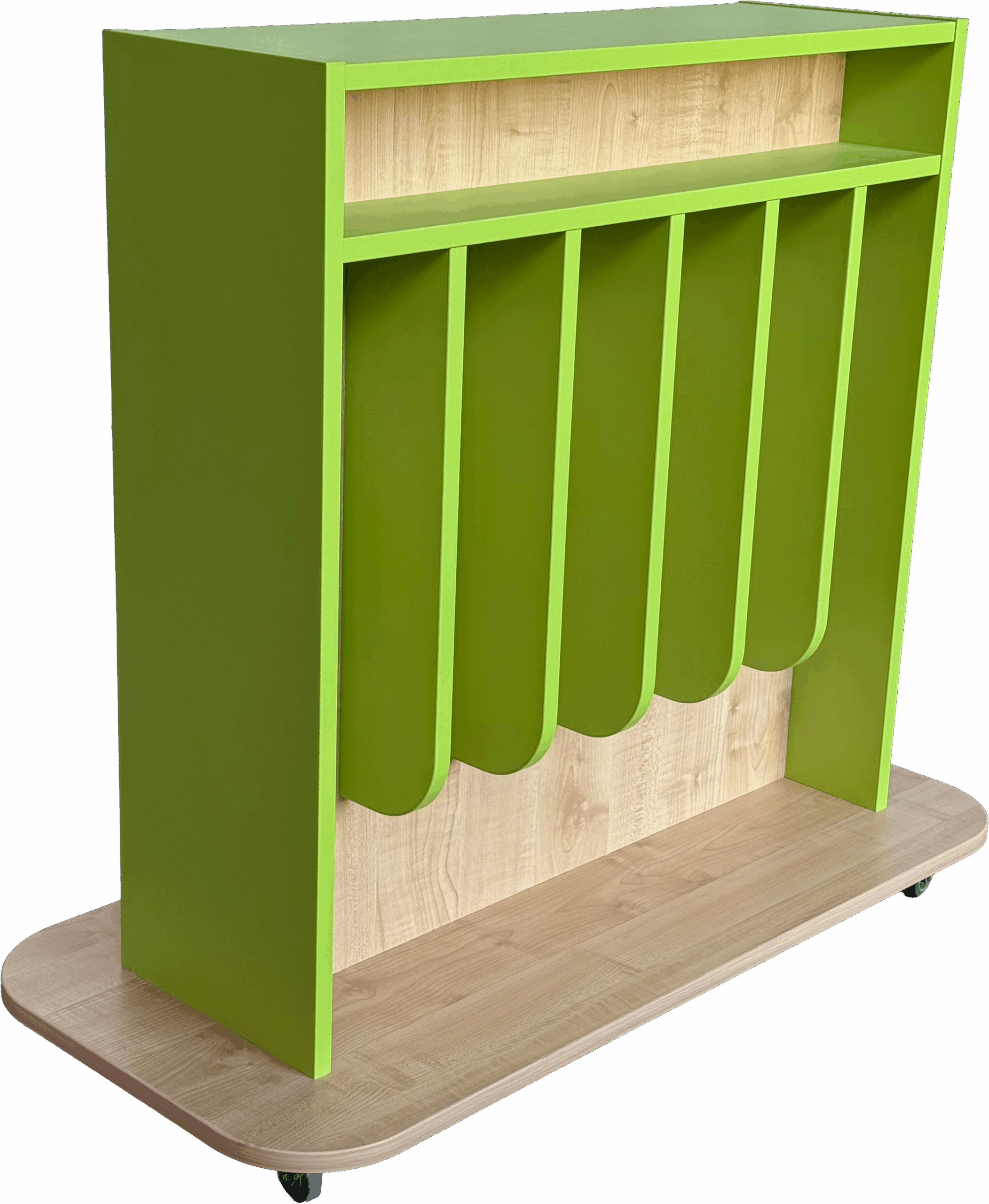 Pojízdný vozík na ručníky pro 12 dětí, oboustranný, bez otvorů na kelímky