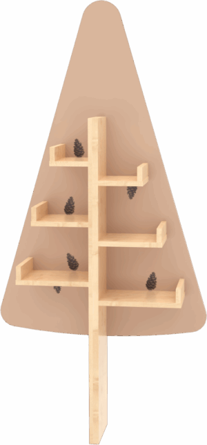 Dekorativní police strom malý jehličnan - béžová