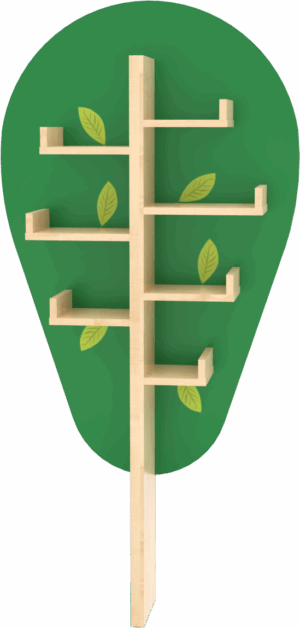 Dekorativní police strom malý listnatý - zelený