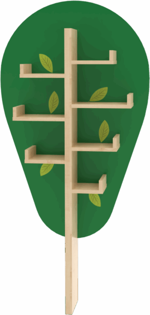 Dekorativní police strom malý - zelený