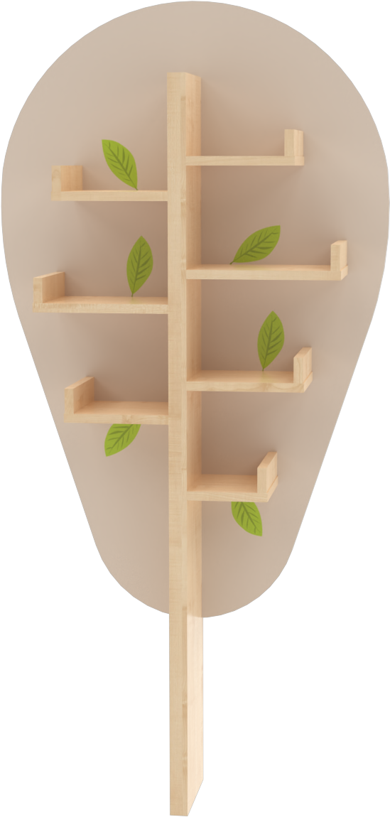 Dekorativní police strom malý - zelený - Obrázek 3