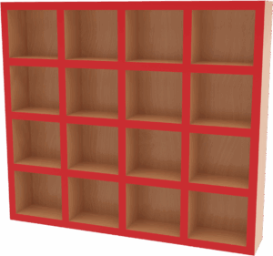 Polička na pitný režim pro 16 hrníčků, hr.červená