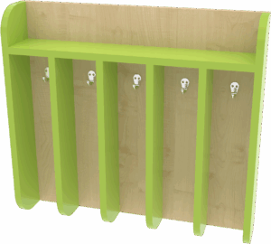 Věšák na ručníky závěsný pro 5 dětí, záda javor, limetka