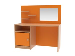Kadeřnický stolek Marie oranžová se zrcadlem