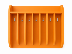Věšák na ručníky závěsný pro 7 dětí, oranžová